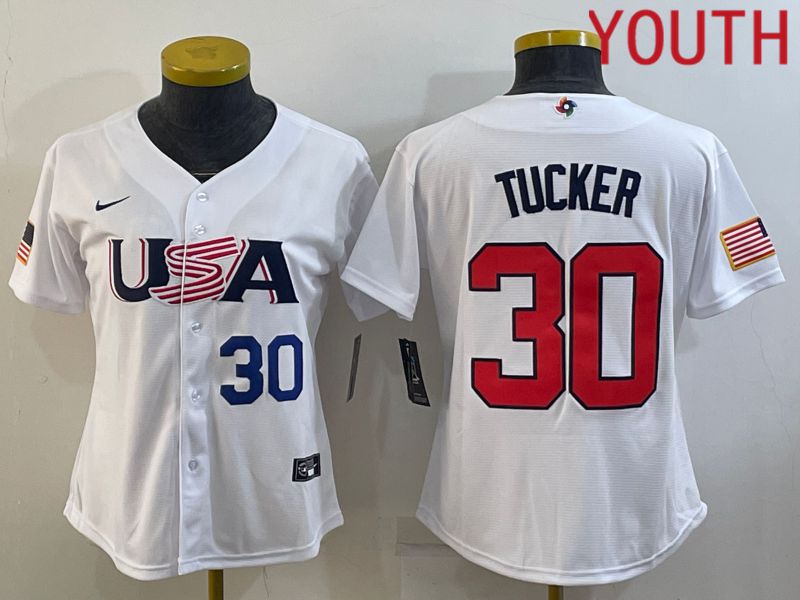 Youth 2023 World Cub USA #30 Tucker White MLB Jersey3